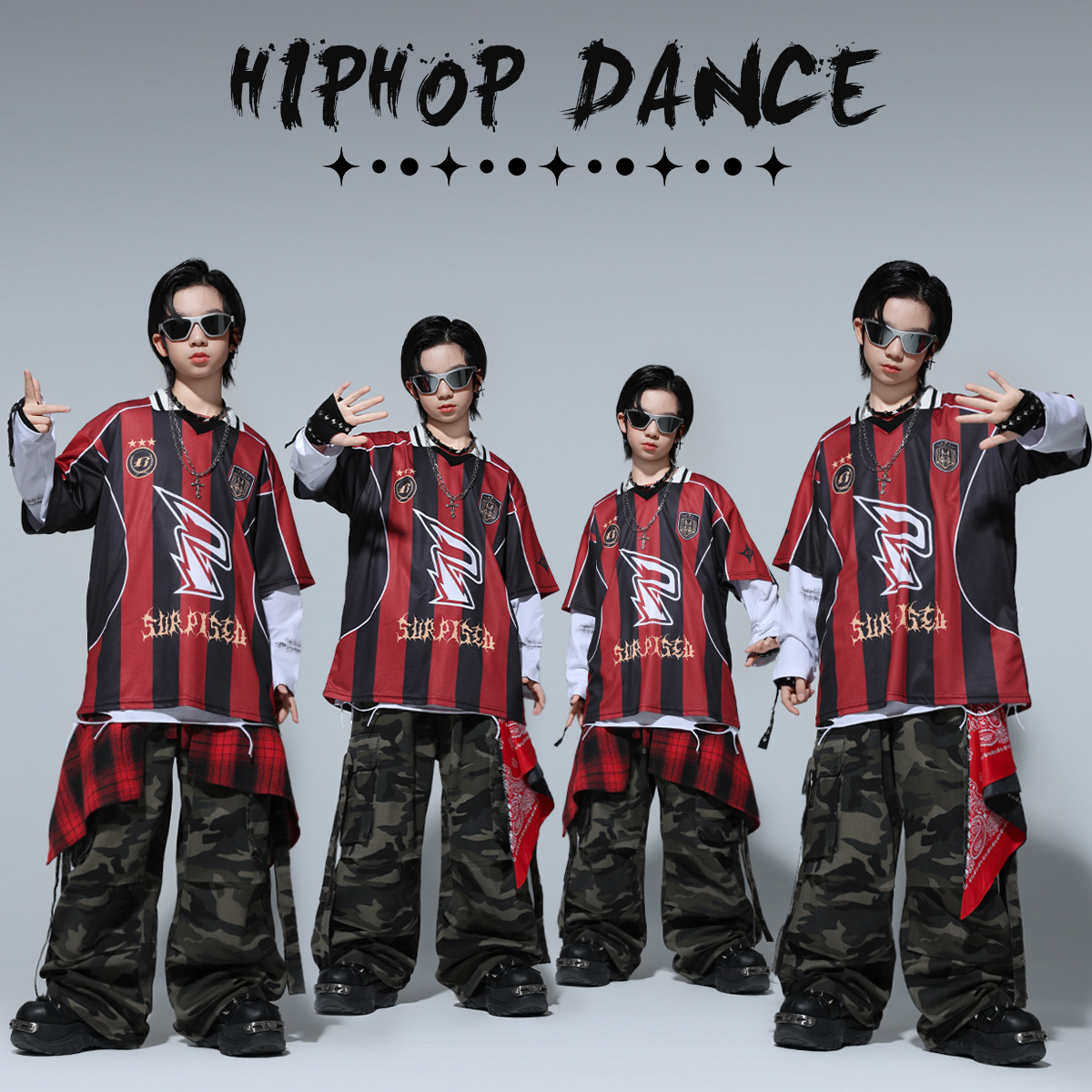 男童街舞潮装嘻哈儿童炸街套装hiphop少儿架子鼓表演出服时髦女孩