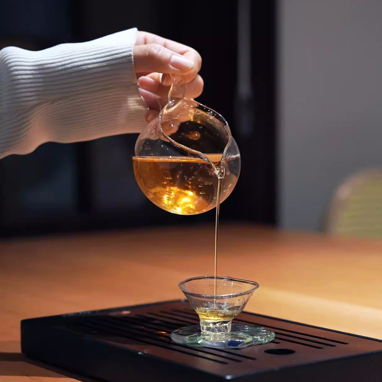 玻心璃语  |啜雨公道杯 耐热玻璃 原创设计 茶具 手工匠人 分茶器