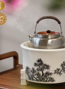 莺歌烧竹节电陶炉提梁纯钛壶套装