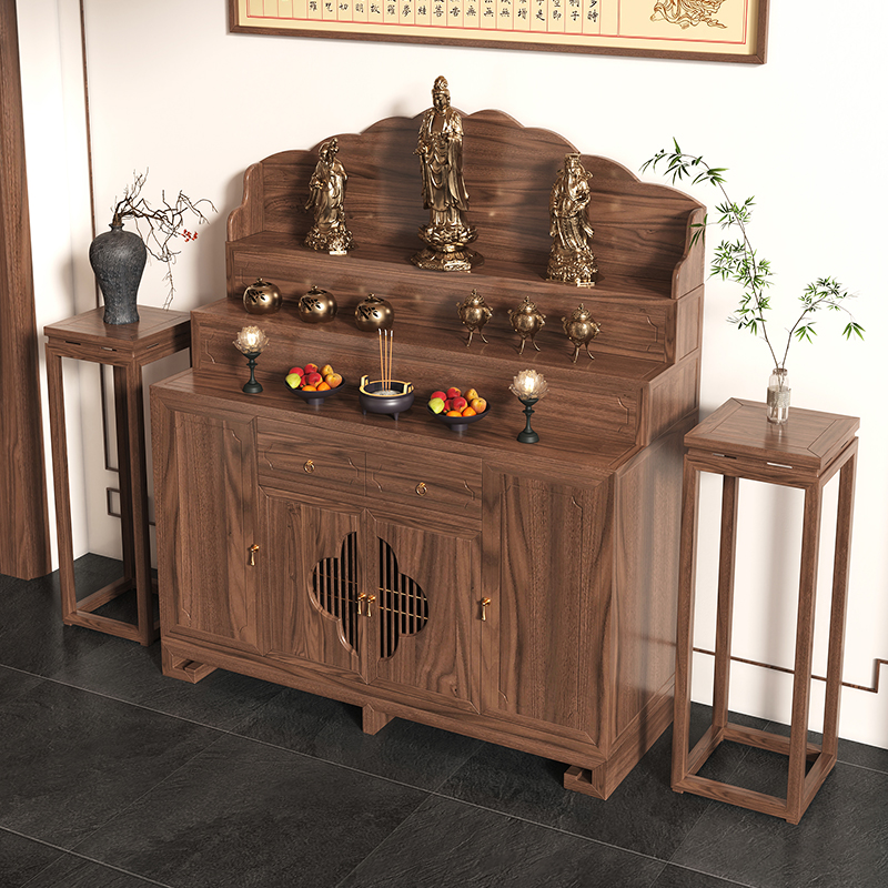 新中式藏式三层供桌香案家用佛堂实木佛台现代简约佛桌神台柜佛龛
