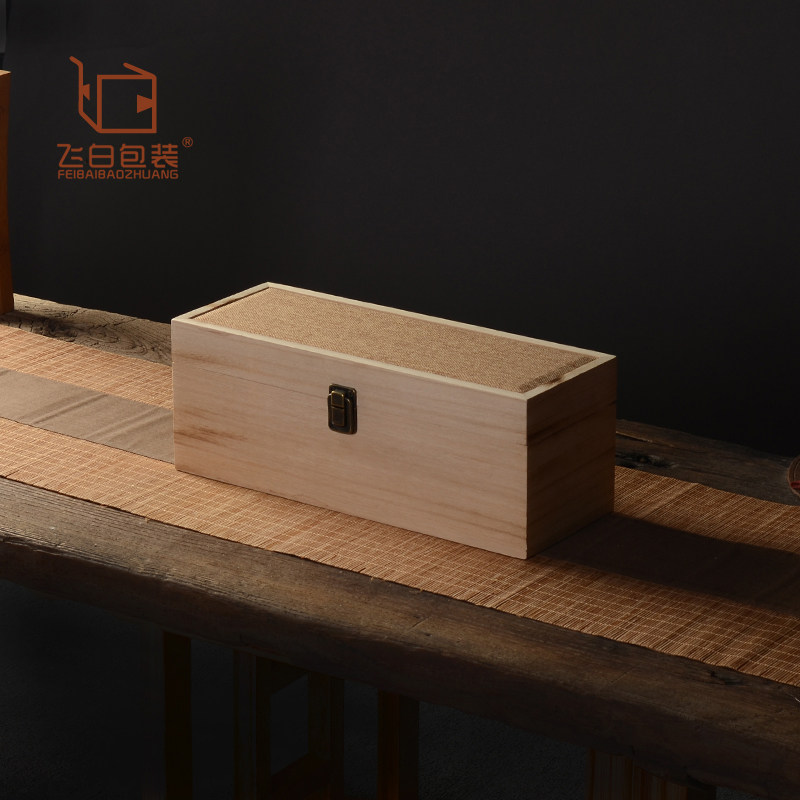 麻顶搭扣桐木盒34*12长条复古桐木盒DIY手工制作陶瓷礼品收纳盒子