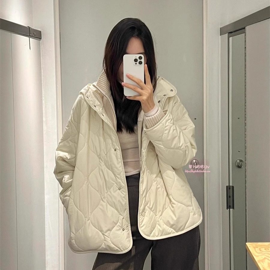 休闲简约宽松连帽棉衣通勤好穿