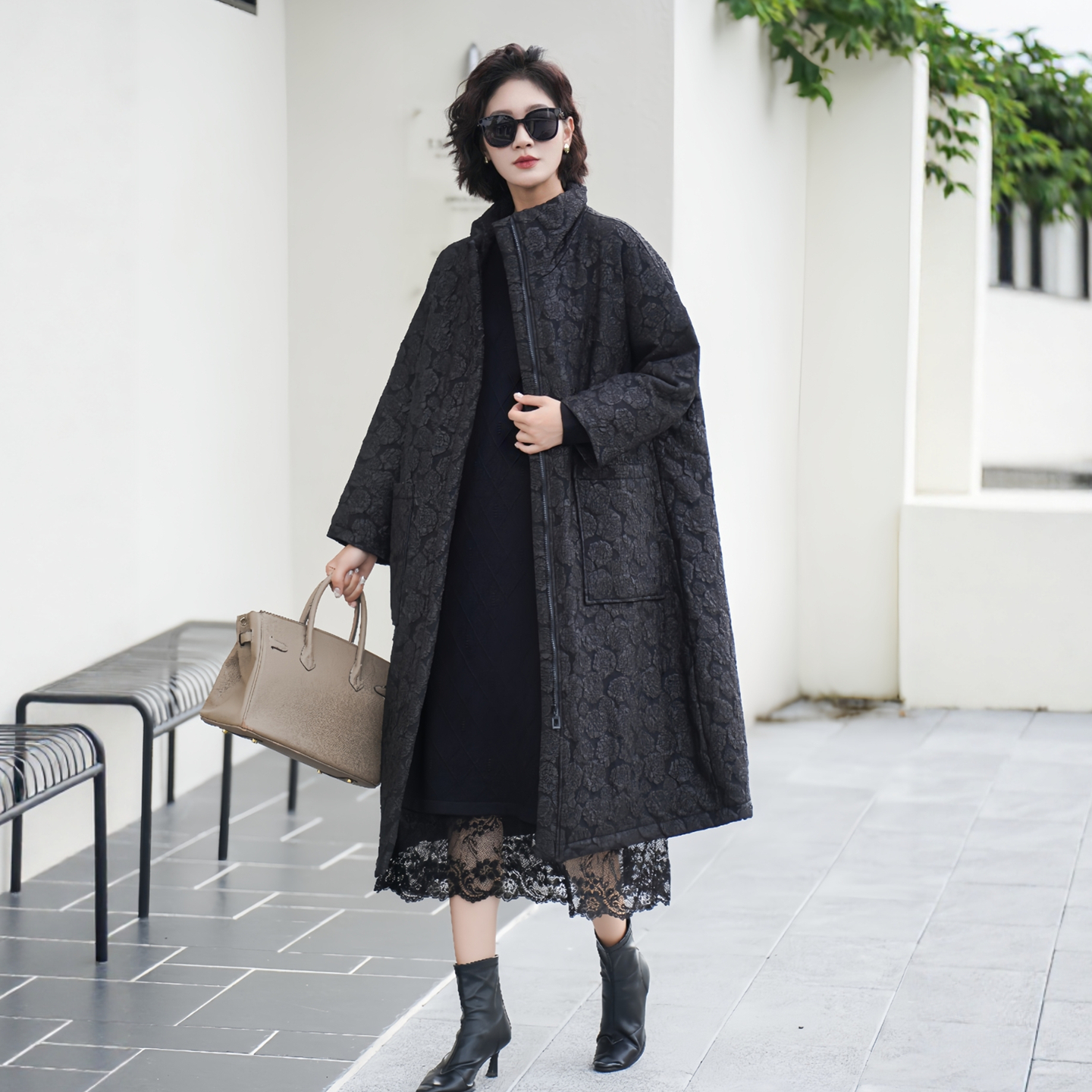 复古轻奢大码新中式提花棉衣外套