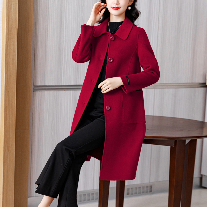 贵夫人洋气妈妈高贵毛呢大衣2025年新款秋冬加厚修身显瘦呢子外套