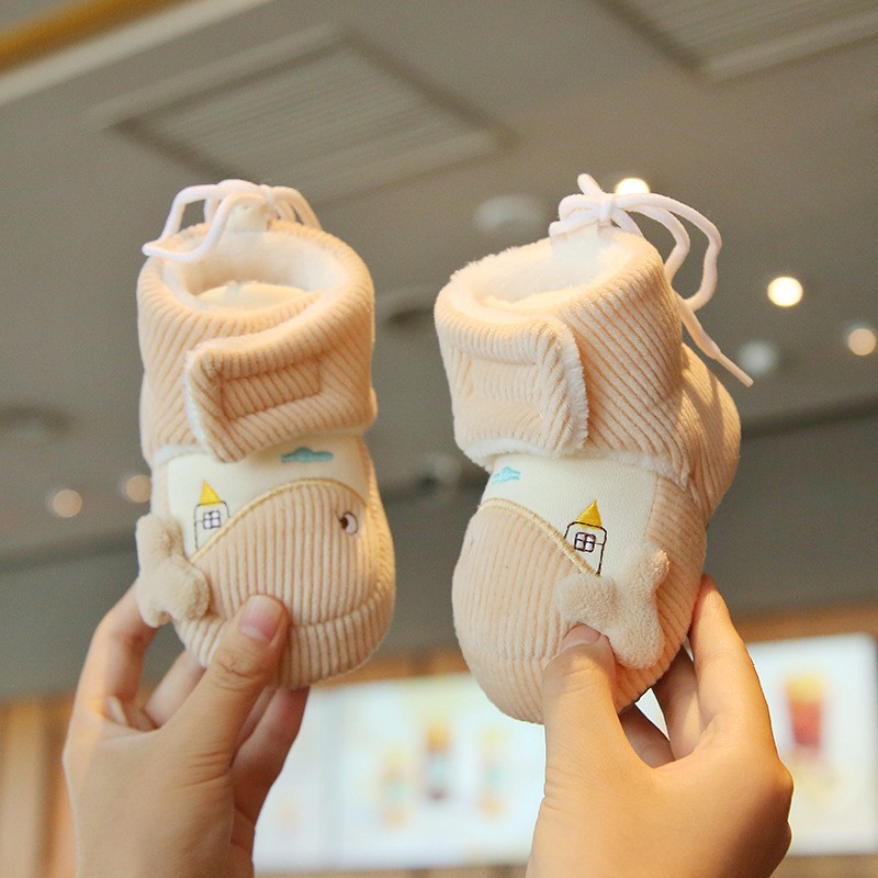 秋冬新生婴儿卡通加厚保暖鞋袜1岁男女宝宝棉鞋3-6-12个月地板袜