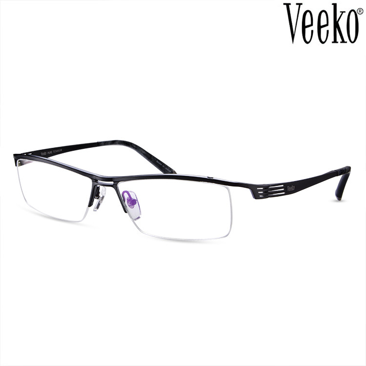 正品Veeko威高纯钛大脸型半框近视镜架日本工艺 3448