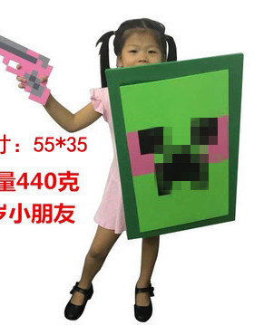 我的世界游戏MC周边钻石泡沫盾牌剑镐玩具模型弓箭实物灯工具