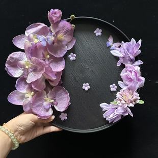 古风中式圆托盘婚鞋展示架接亲游戏道具婚礼拍照神器鞋子展示托盘