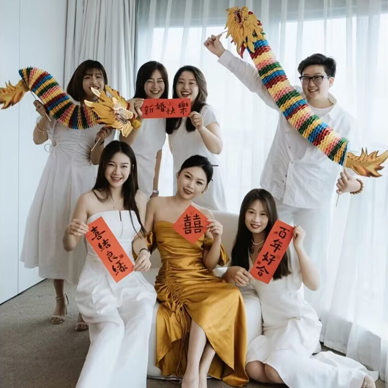 婚房布置新婚快乐对联套装晨拍