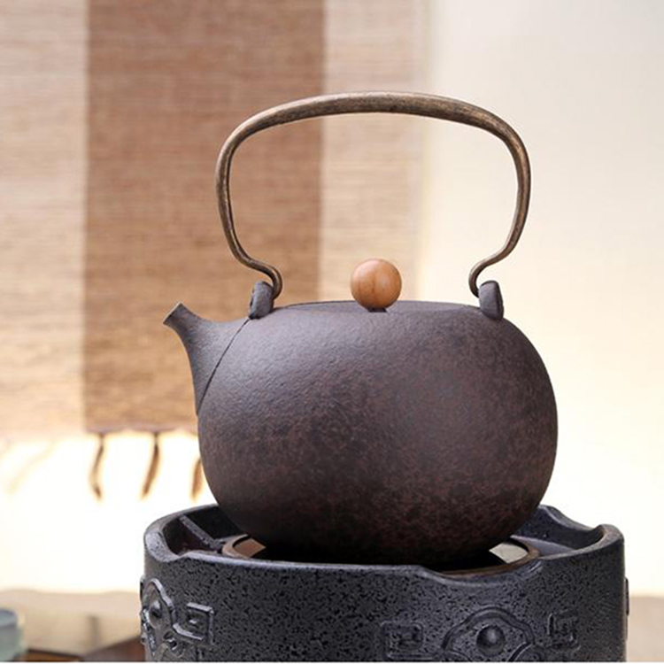宜龙台湾手工提梁陶瓷烧水壶