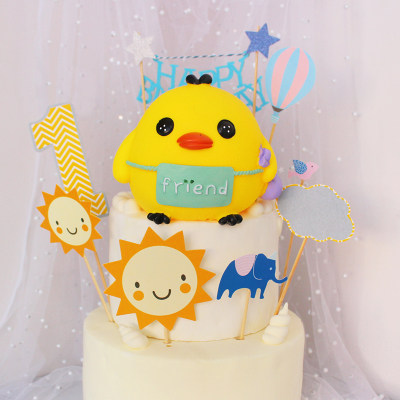 派对生日蛋糕装饰生肖小鸡公仔鸡节日装扮用品