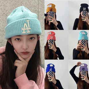 韩国mlb毛线帽女新款ny针织刺绣保暖百搭帽子时尚情侣ins风潮冷帽