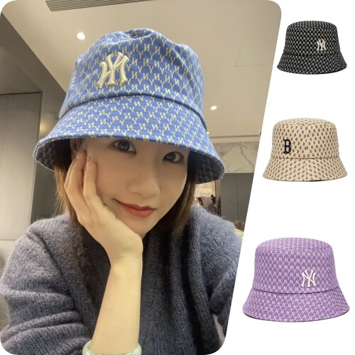 专柜正品MLB帽子新款老花满标渔夫帽韩版ins男女同款字母遮阳盆帽