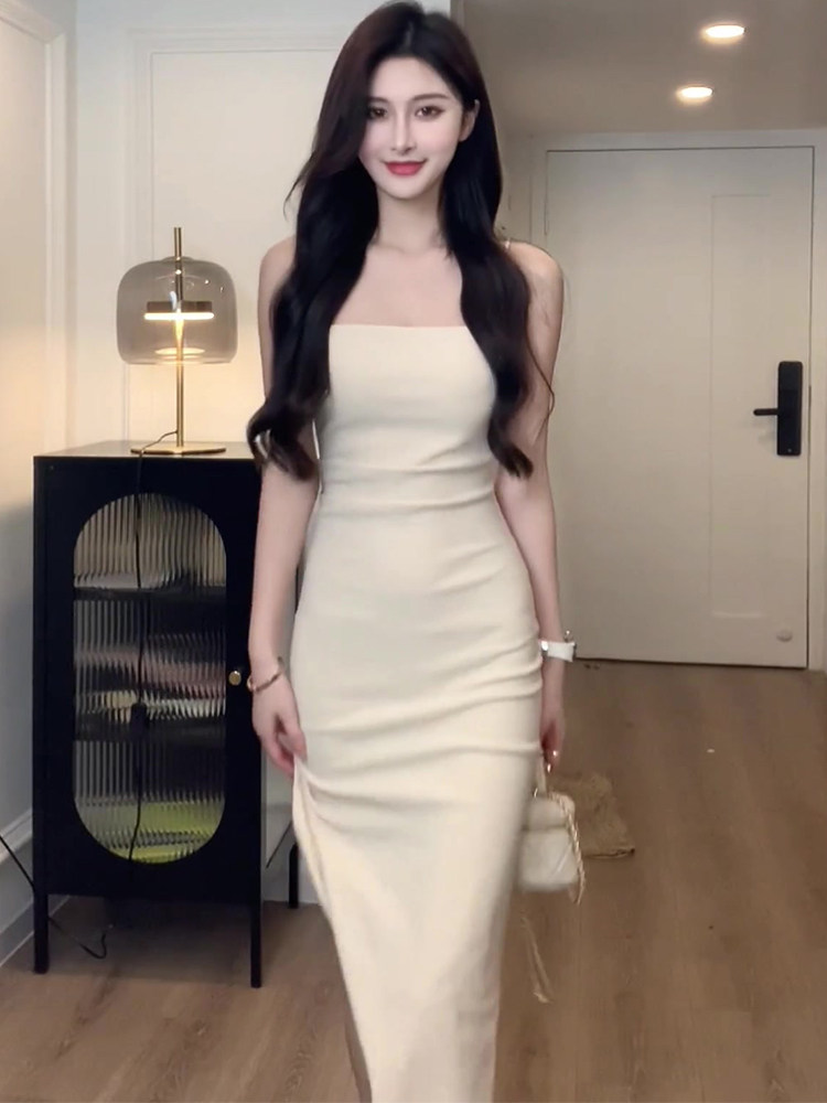 고급 프랑스 스타일 여성용 작은 드레스 섹시한 왕실 자매의 섹시한 엉덩이 포옹 스커트 서스펜더 드레스 여성용 여름