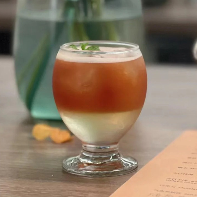 网红矮脚宽口西餐厅柠檬水杯拿铁个性果汁苏打水小啤酒慕斯精酿杯