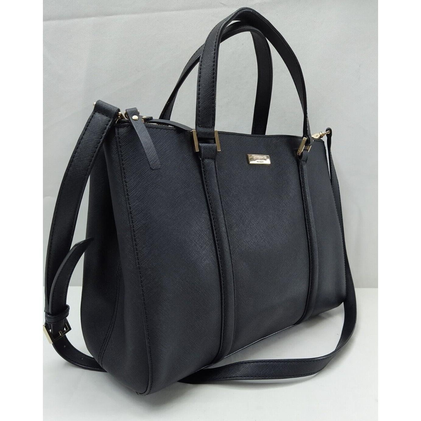 kate spade New York黑色十字纹牛皮双Zipper Pockets两用包