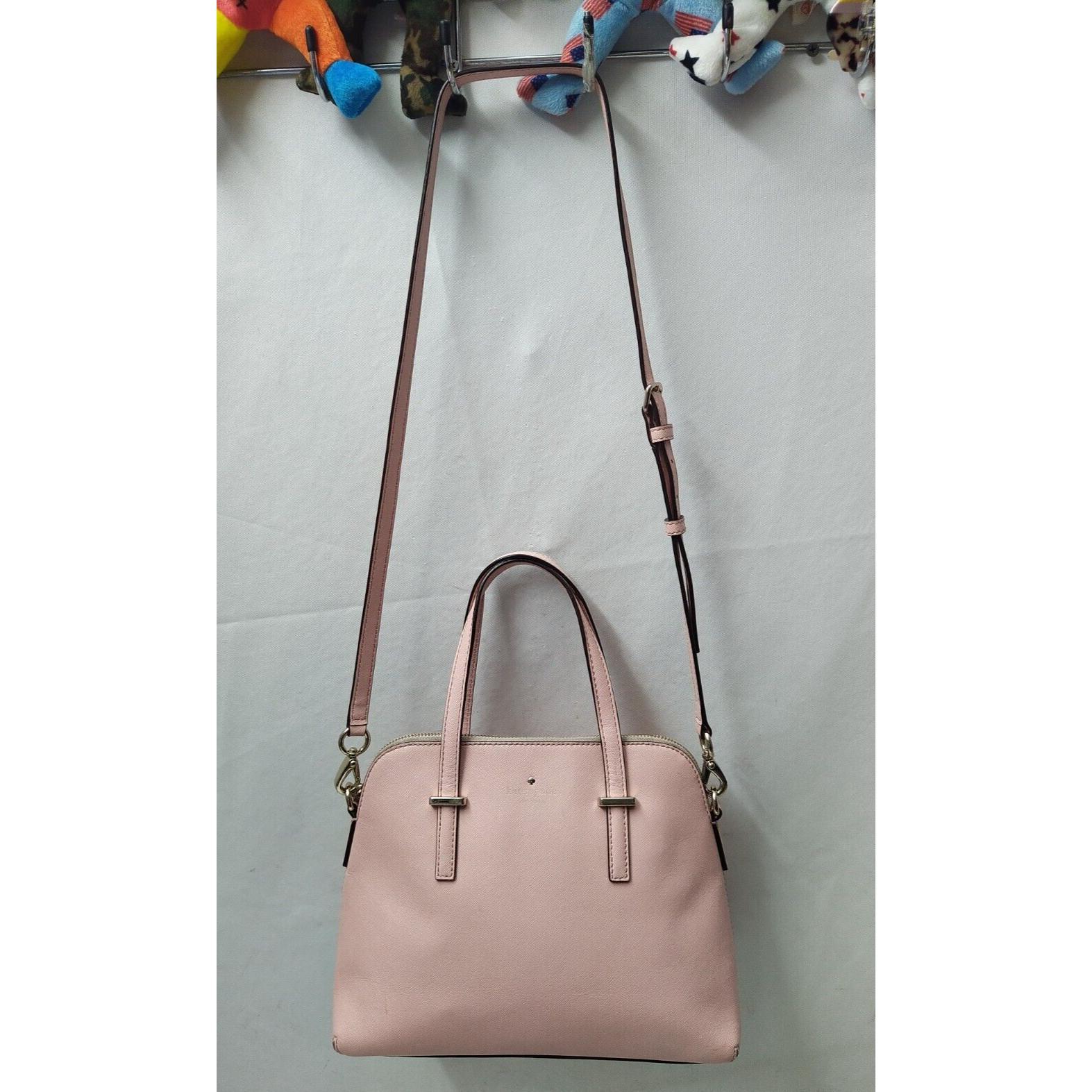 kate spade New York粉色十字纹皮革Domed双Handles两用包