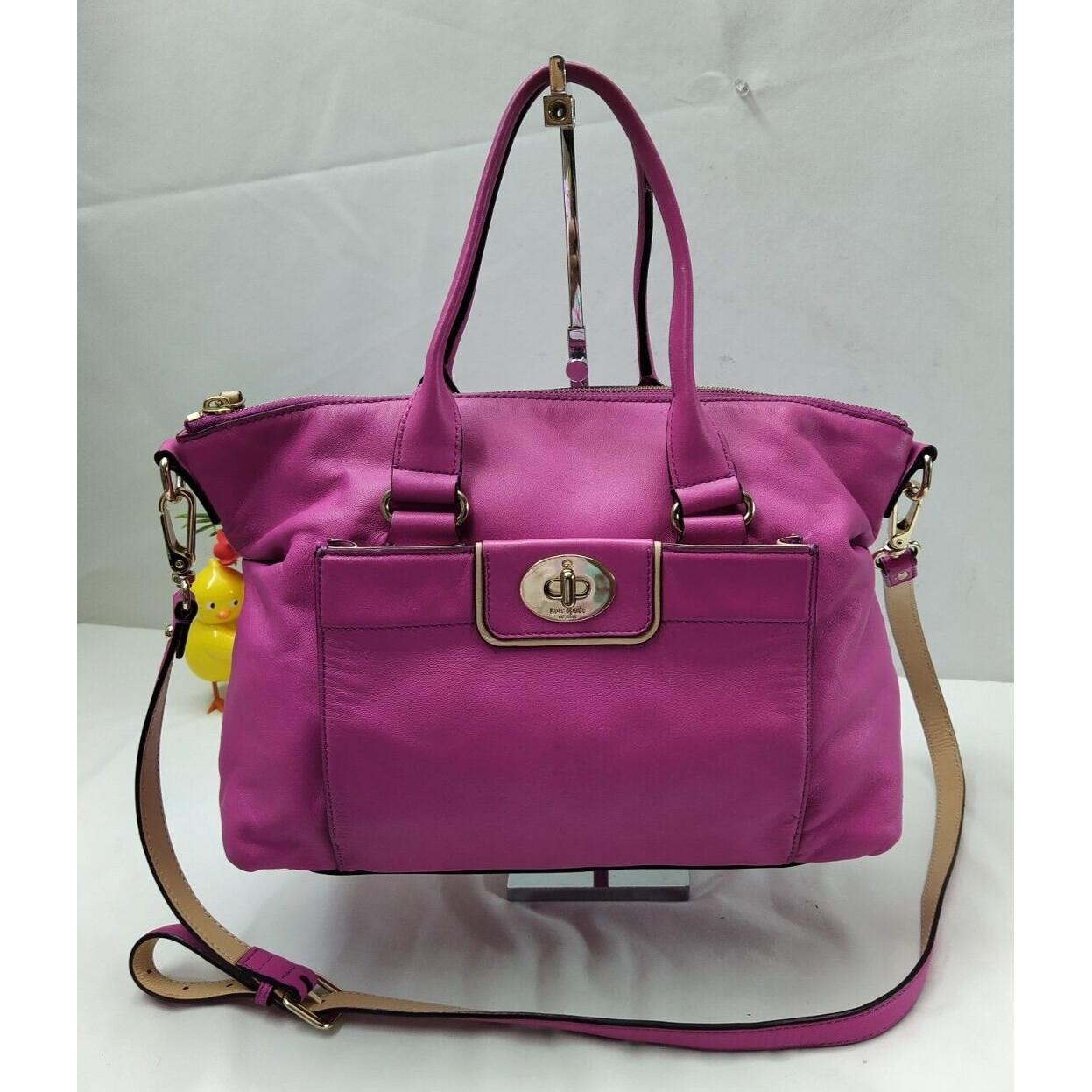 kate spade new york通用款女包Magenta粉色真皮Turnlock