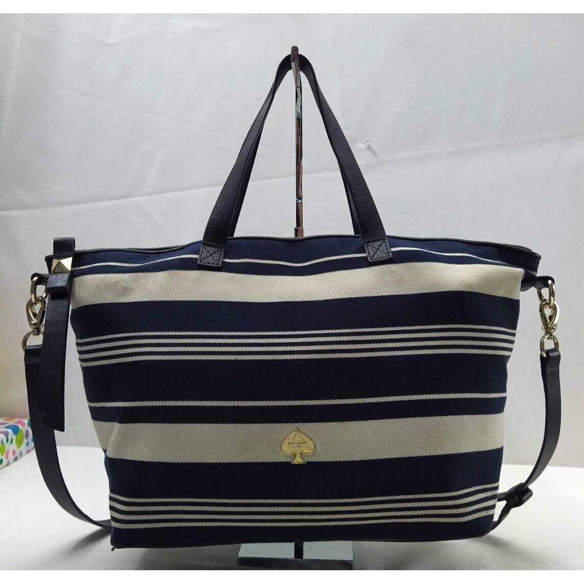 kate spade new york通用款女包蓝色海军蓝白色帆布真皮