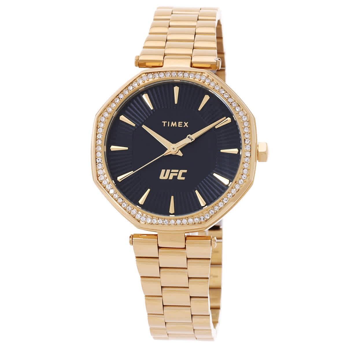 天美时Timex TW2V83100女手表UFC Jewel石英水晶黑色表盘
