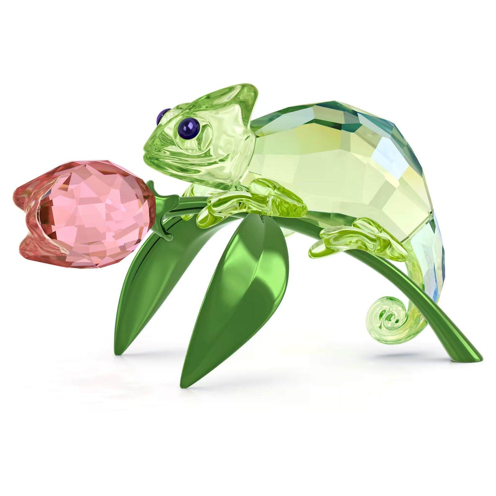 SWAROVSKI施华洛世奇水晶Idyllia Chameleon郁金香摆件装饰绿色