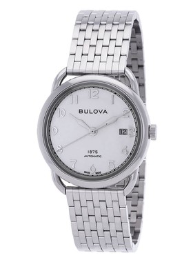 代购Bulova宝路华Commodore自动机械银表盘男士手表96B326