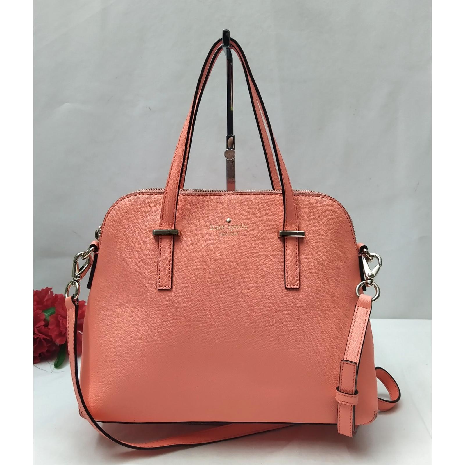 kate spade new york通用款女包霓虹粉色真皮双Handles
