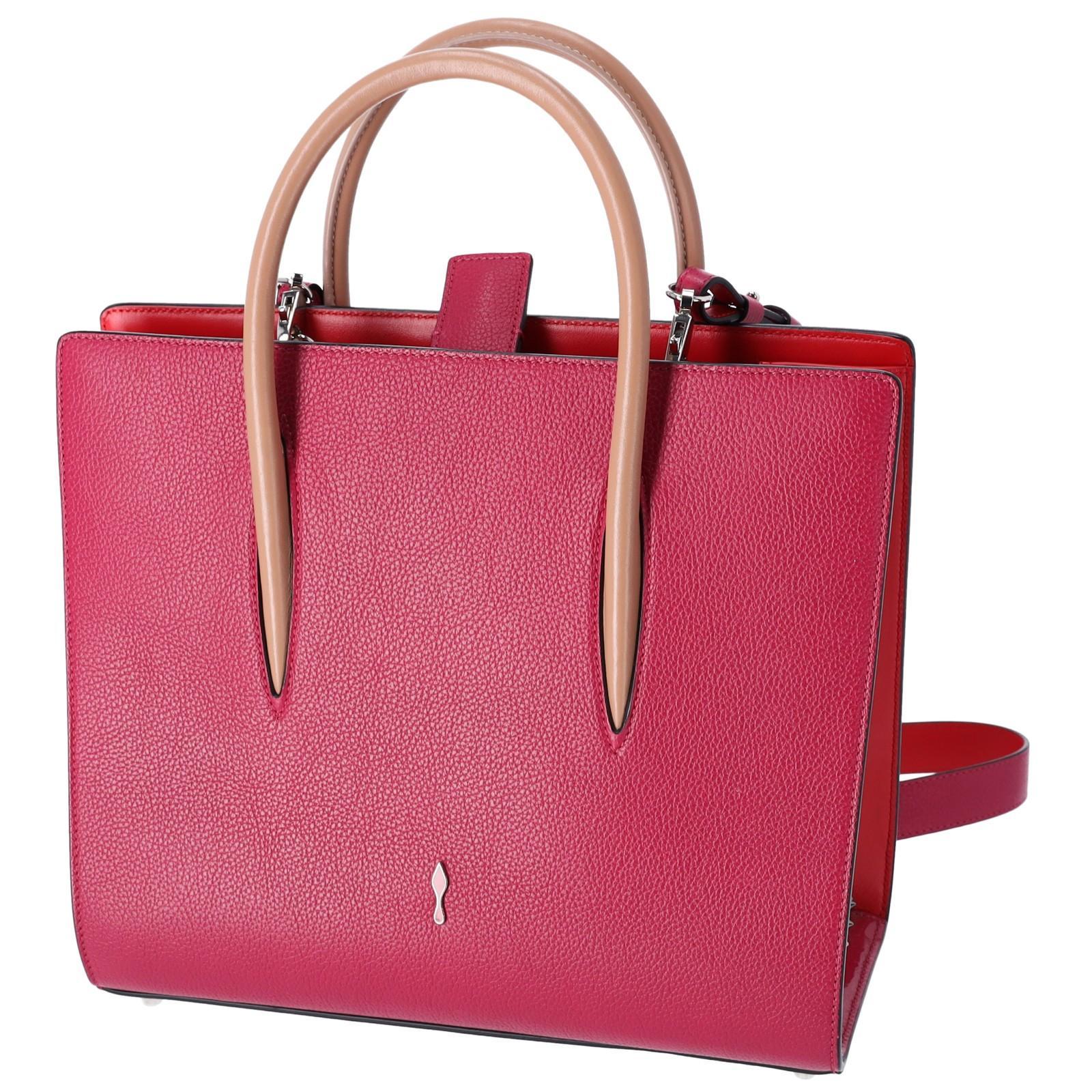 Christian Louboutin Paloma中号手提包粉色铆钉