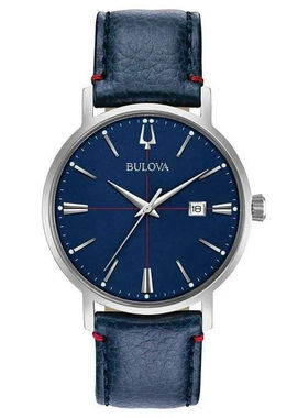 宝路华Bulova 96B293男手表男士Aerojet日历石英蓝色真皮
