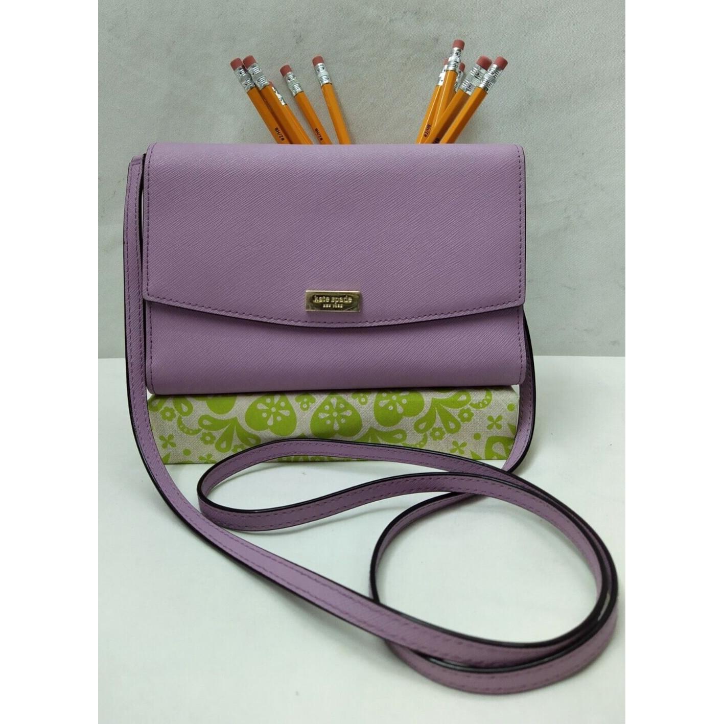 kate spade New York紫色十字纹皮革Credit卡三折斜挎包
