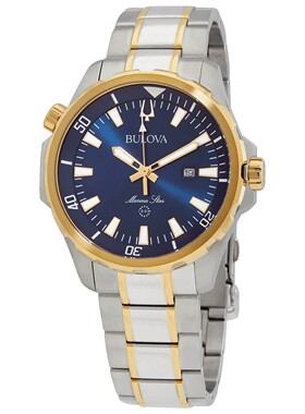 代购Bulova宝路华海军星星石英蓝色表盘男士手表98B384