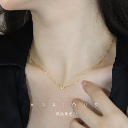 贩卖焦虑｜小巧细闪爱心小众精致通勤高级感项链女纯银颈链锁骨链