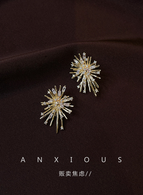 贩卖焦虑｜法式复古烟花水钻精致设计感高级耳钉女耳环小众冷性风