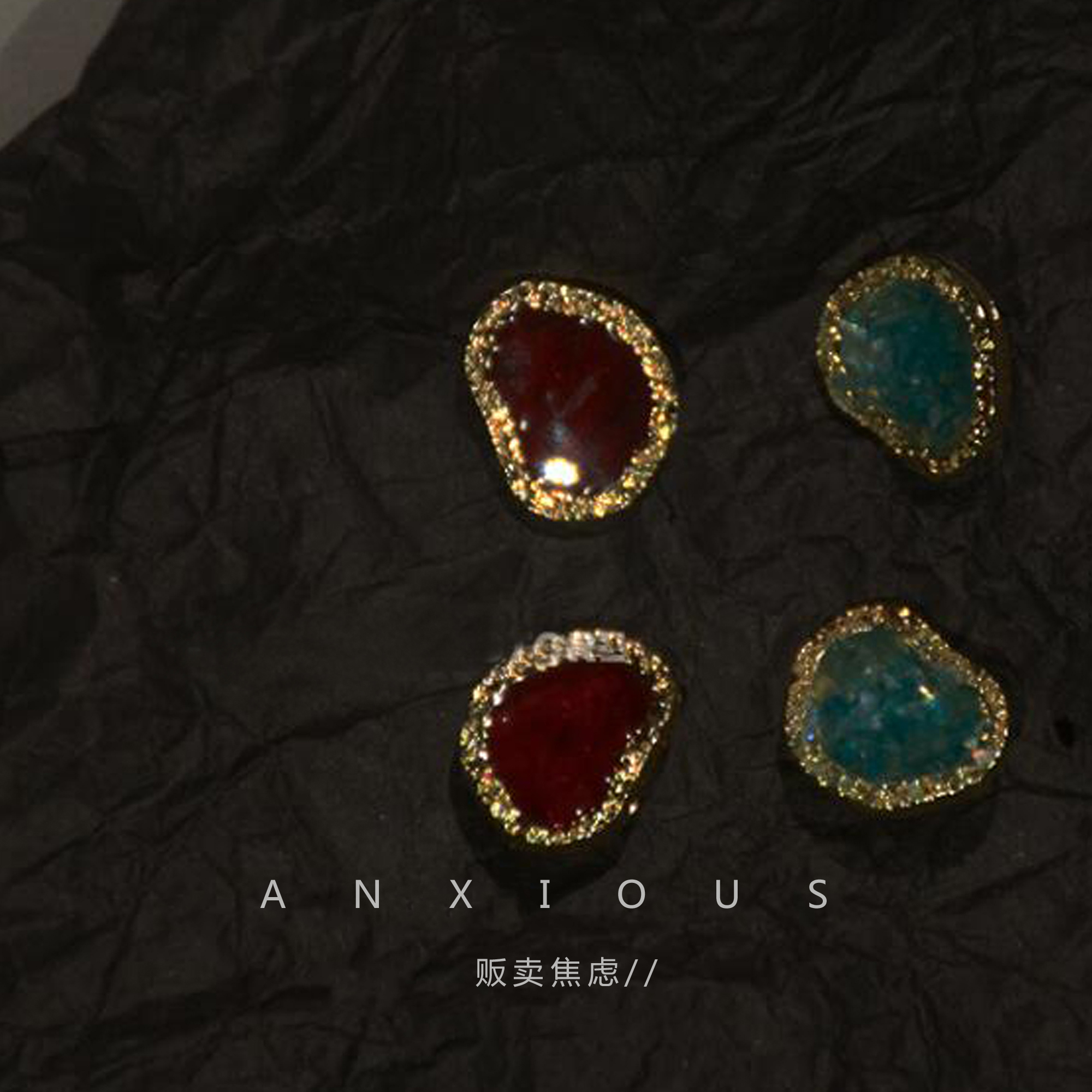 港风宫廷耳环克莱因蓝高级耳夹