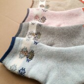 日单冬季 彼菲兔毛圈女袜加厚雪花图案刺彼得兔冬款 毛圈女袜兔毛袜