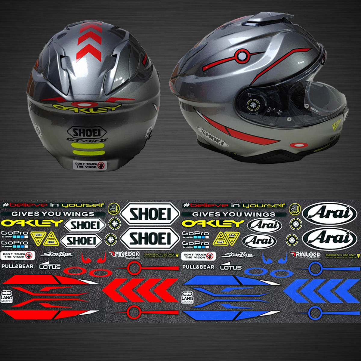 摩托车头盔赞助商SHOEl全盔拉花