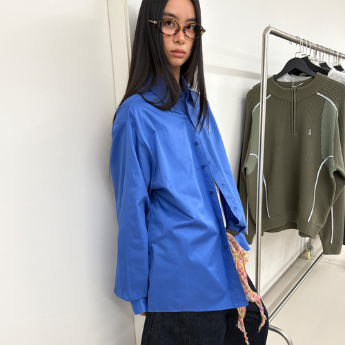 roaringwild高级感蓝色长袖衬衫