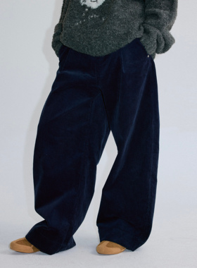 roaringwild a arch 咆哮野兽 藏蓝色廓形弯刀裤灯芯绒休闲长裤男