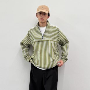 衬衫 arch 绿色条纹半拉链立领休闲长袖 男 咆哮野兽 roaringwild