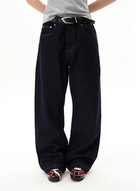 roaringwild a arch 咆哮野兽 蓝色原牛休闲长裤水洗直筒牛仔裤男