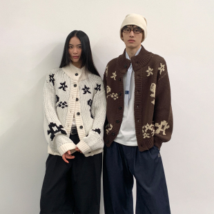 粗针针织毛衣情侣外套男士 arch 宽松开衫 咆哮野兽 roaringwild