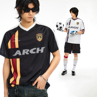 咆哮野兽黑色白色拼色V领球衣短袖 arch T恤运动男 roaringwild