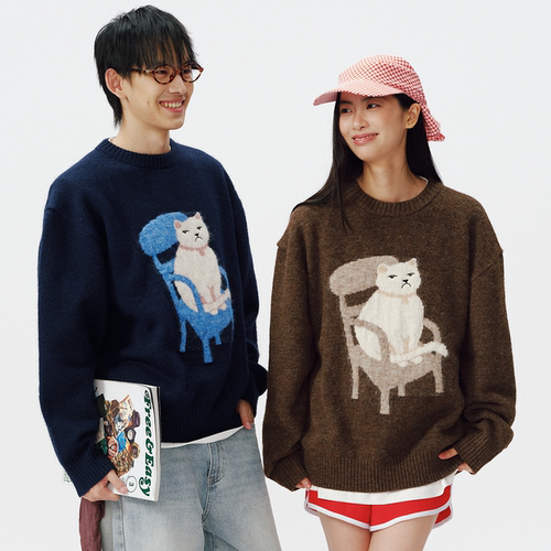 roaringwild猫咪提花情侣毛衣