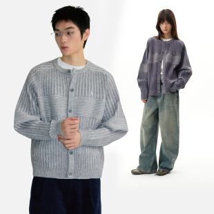 灰色圆领慵懒风上衣开衫 roaringwild 咆哮野兽 arch 毛衣外套男