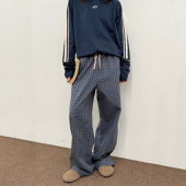 男宽松美式 arch roaringwild 咆哮野兽 蓝色格纹休闲裤 抽绳长裤