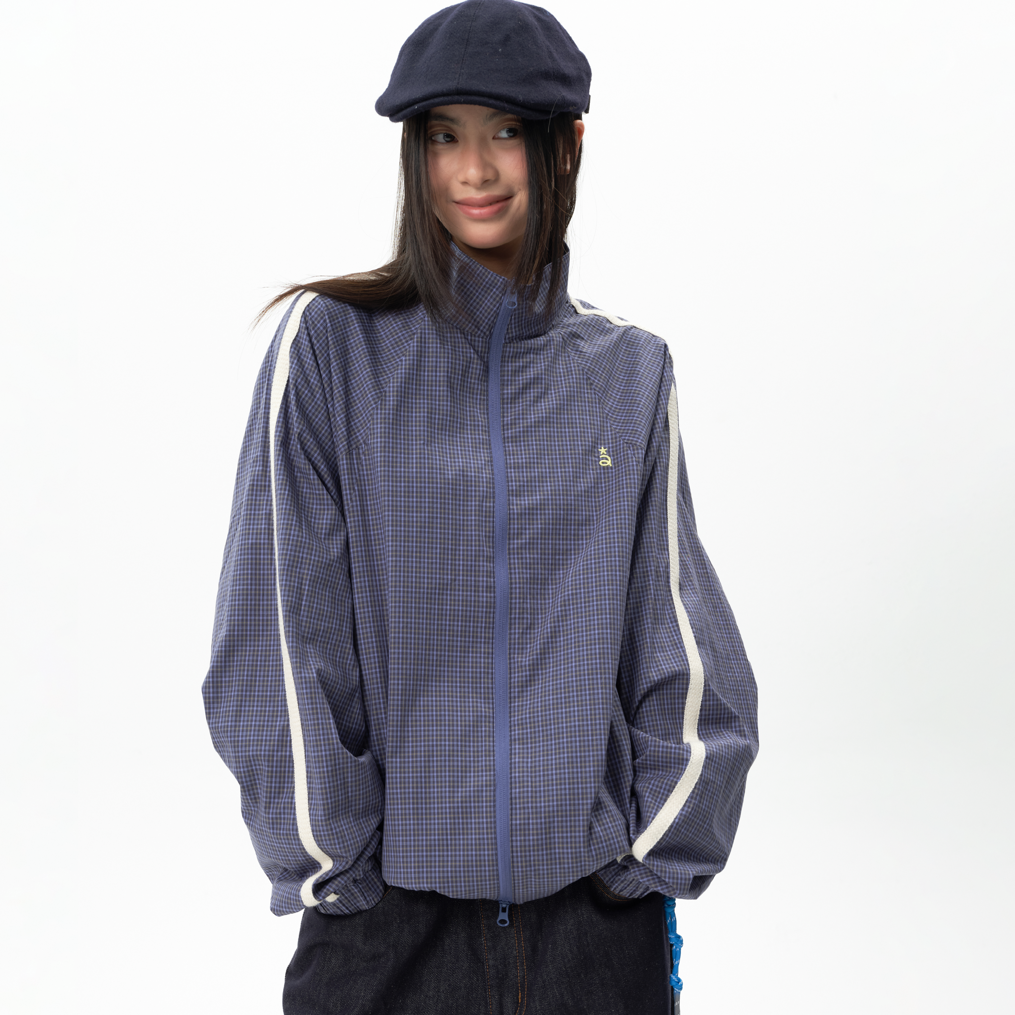 roaringwild格纹拼接休闲夹克