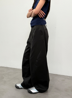 roaringwild a arch 咆哮野兽 黑色宽松弯刀裤子阔腿西裤老钱风男