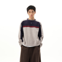 roaringwild a arch 咆哮野兽 撞色拼接圆领秋冬复古针织衫毛衣男