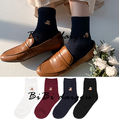 满68元包邮韩国代购可爱小熊女甜美学生学院风袜子春秋棉短袜CC99