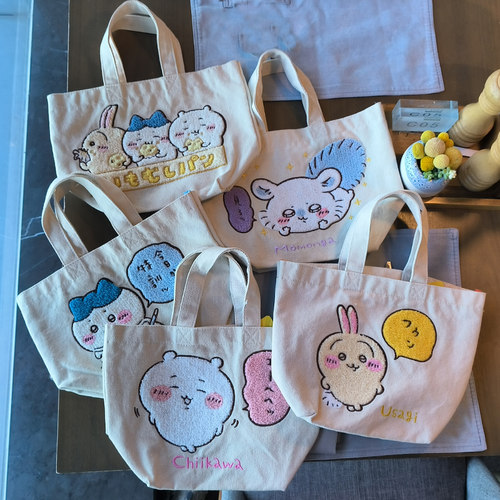 日系卡通帆布包2025ins款吉伊卡哇帆布袋手提chiikawa乌萨奇单肩